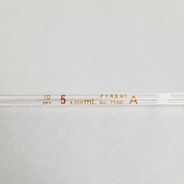 Corning Certified Volumetric Pipet 5 ml Grade A 39.2 cm White Total of 7 Pipettes