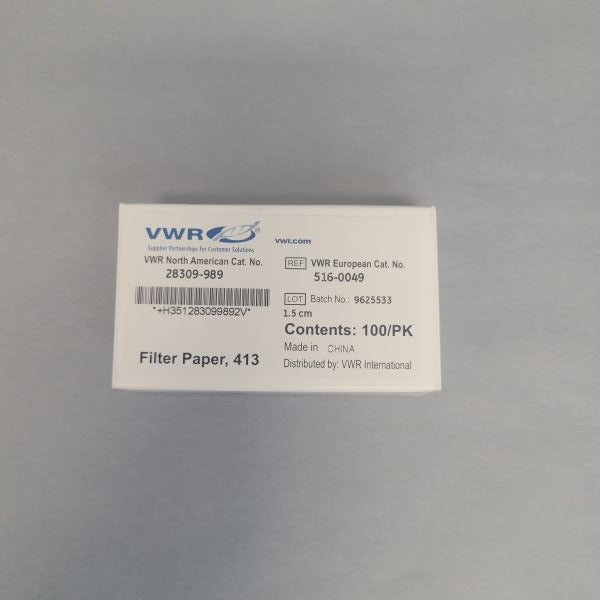 VWR Filter Paper Grade 413 15 mm 2 Boxes with 100 Filters Each - Total of 200 Filters