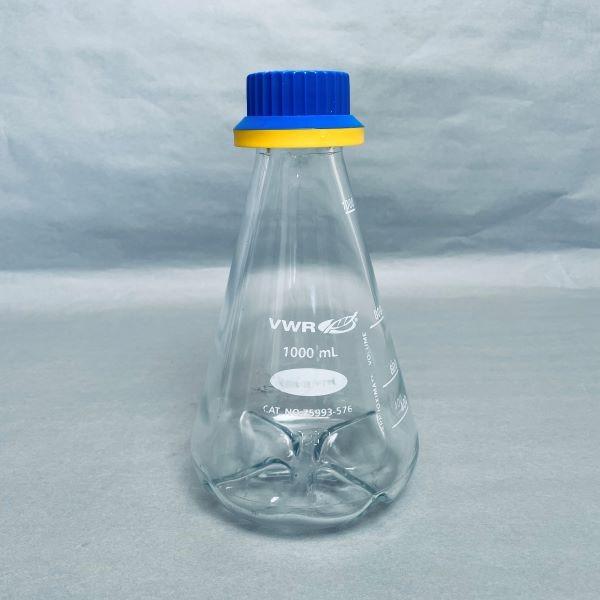 VWR Glass Flask 1 L with Screw Cap GL45 Baffled Base