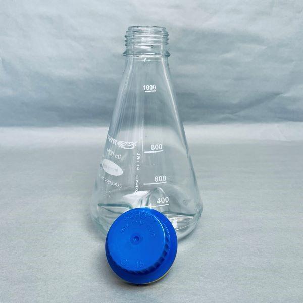 VWR Glass Flask 1 L with Screw Cap GL45 Baffled Base