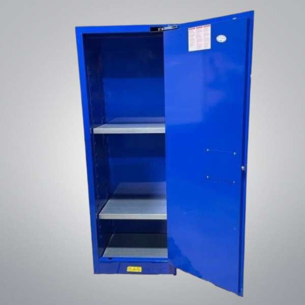 Justrite Hazardous Material Cabinet 22 Gallon 3 Shelf Single Door Blue Cabinet