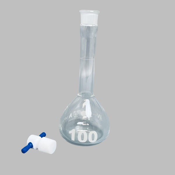 Chemglass Volumetric Flask 100 ml Class A Wide Mouth with PTFE Stopper