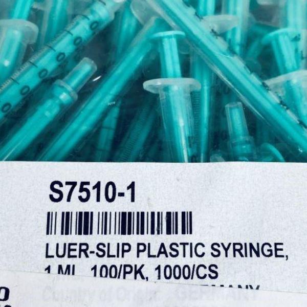 Thermo Scientific S7510-1 Syringe 1 ml Luer Slip Disposable Pack of 100 Syringes