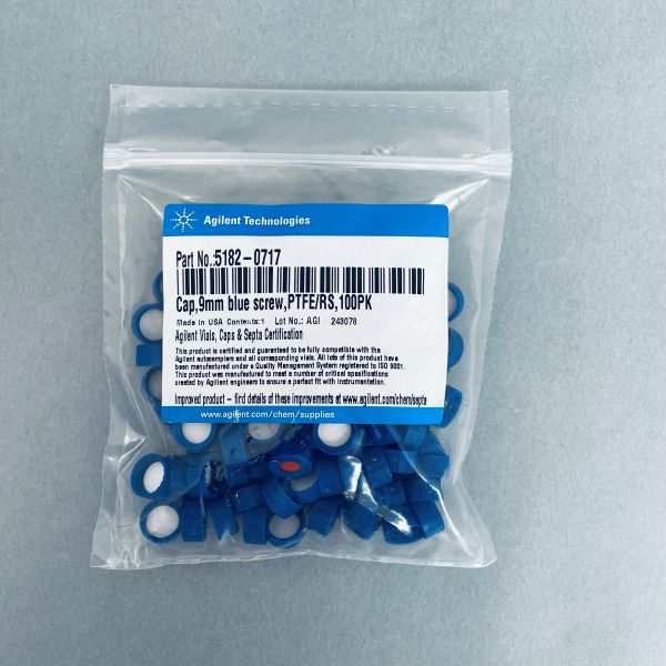 Agilent Screw Cap Blue 12 mm with PTFE and Silicone Septa Total of 200 Caps