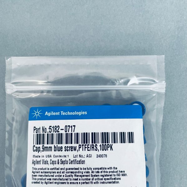 Agilent Screw Cap Blue 12 mm with PTFE and Silicone Septa Total of 200 Caps