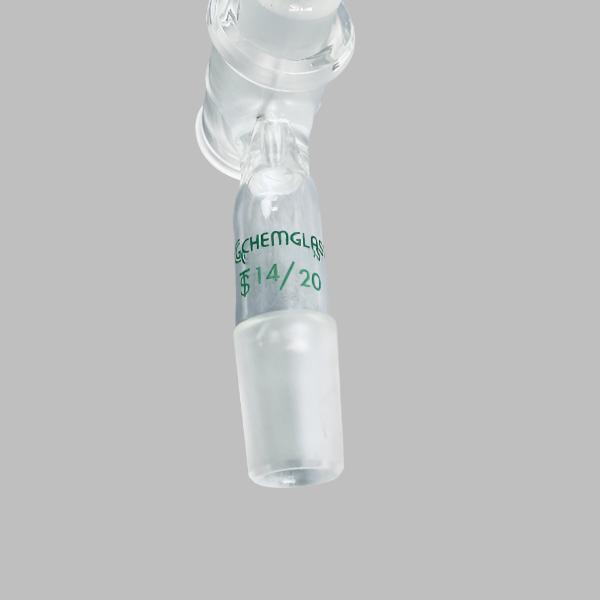 Chemglass Flow Control Adapter Straight 2 mm Glass Stopcock 14/20 Inner Joint