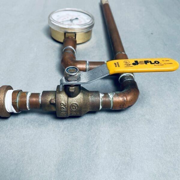 J Flo Two Way Brass Ball Valve 1/4 in. with Class VII Pressure Gauge