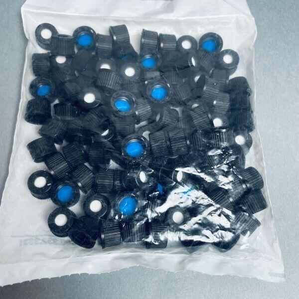 National Scientific Black Screw Cap 8 mm with Pre-Slit Septa Total of 200 Caps