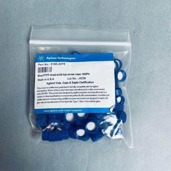 Agilent Screw Cap Blue PTFE Lined for 9 mm Vials Total of 100 Caps