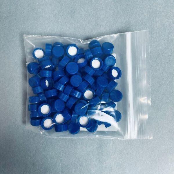 Agilent Screw Cap Blue PTFE Lined for 9 mm Vials Total of 100 Caps