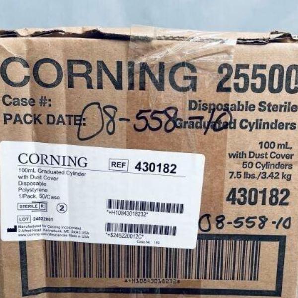 Corning Graduated Cylinder with Dust Cap 100 ml - Lot of 6 Cylinders