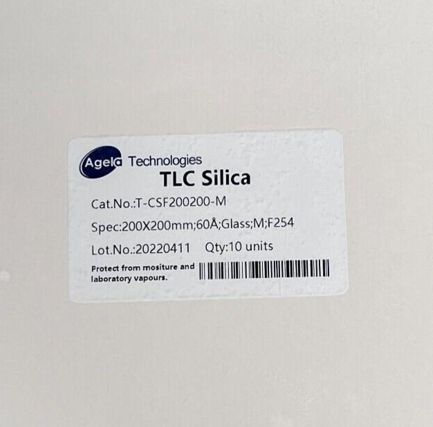 Agela TLC Silica Gel Glass Plate F254 200 x 200 mm Box of 10 Plates