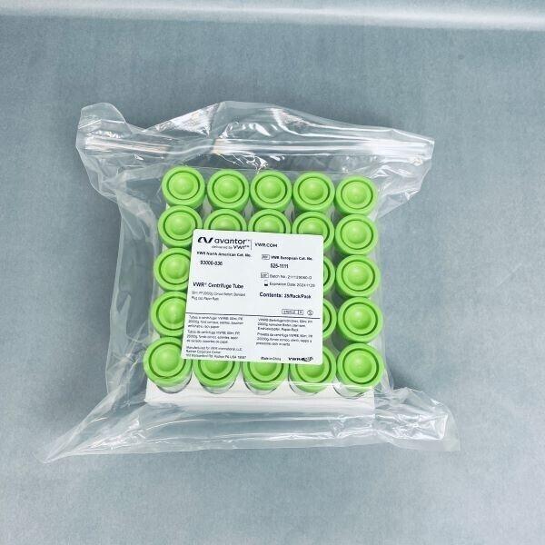 VWR Centrifuge Tube 50 ml Plug Cap 20000 g Case of 500 Conical Tubes