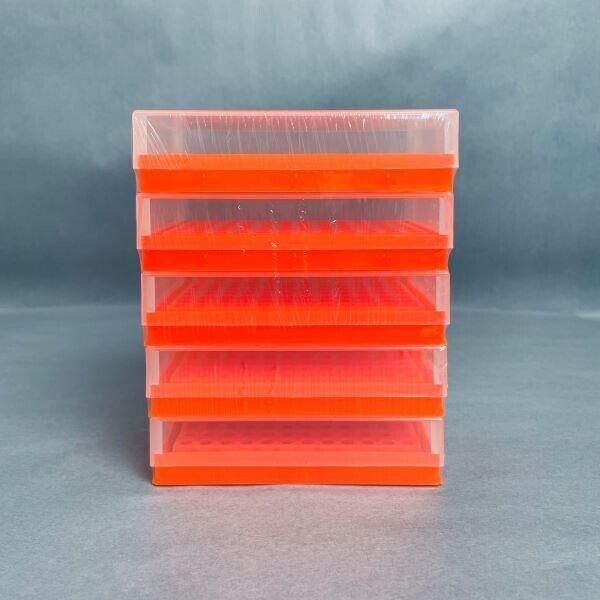 SP Bel-Art PCR Rack 96 Well for 0.2 ml Tubes Orange 2 Packs with 5 Racks Each