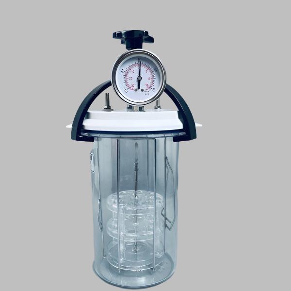 Anaerobic Jar 3.5 L with White Lid, Clamp, Insert, and Pressure Gauge