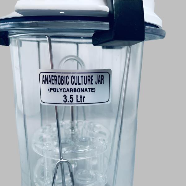 Anaerobic Jar 3.5 L with White Lid, Clamp, Insert, and Pressure Gauge