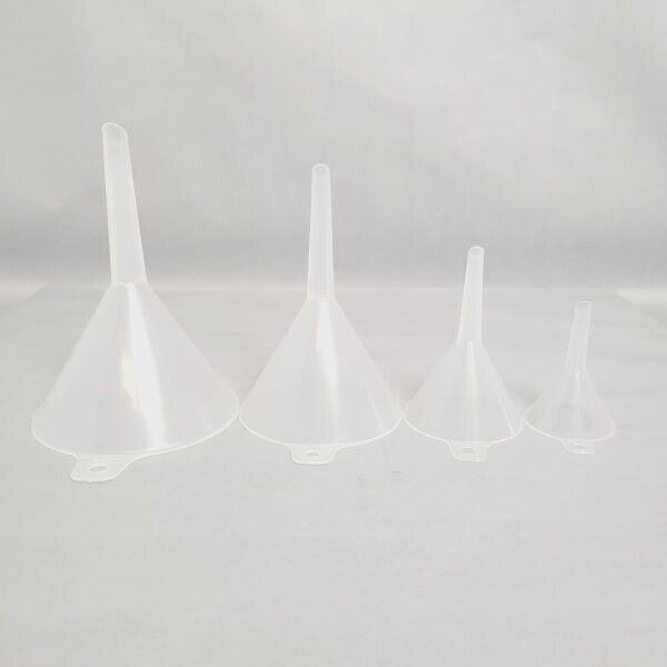 Azlon Lab Funnel Polypropylene 50, 75, 100, and 120 mm Diameter Set of 4 Funnels