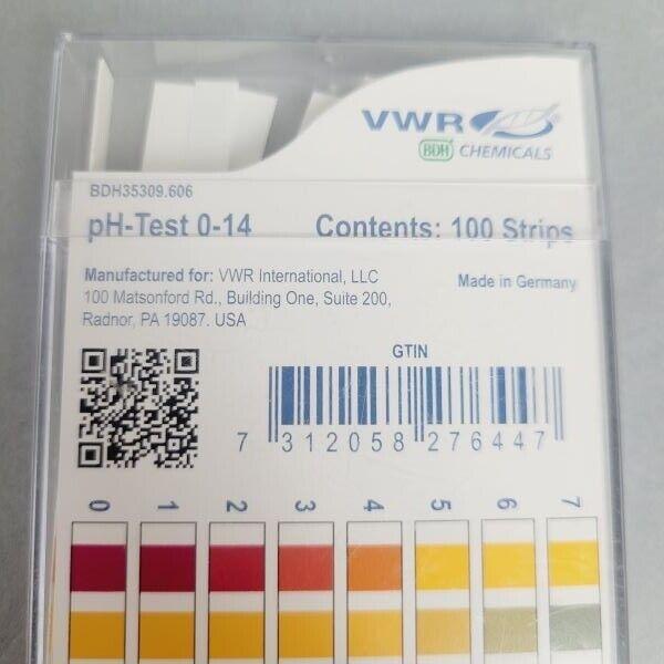 VWR pH 0-14 Indicator Strips Total of 100 Strips