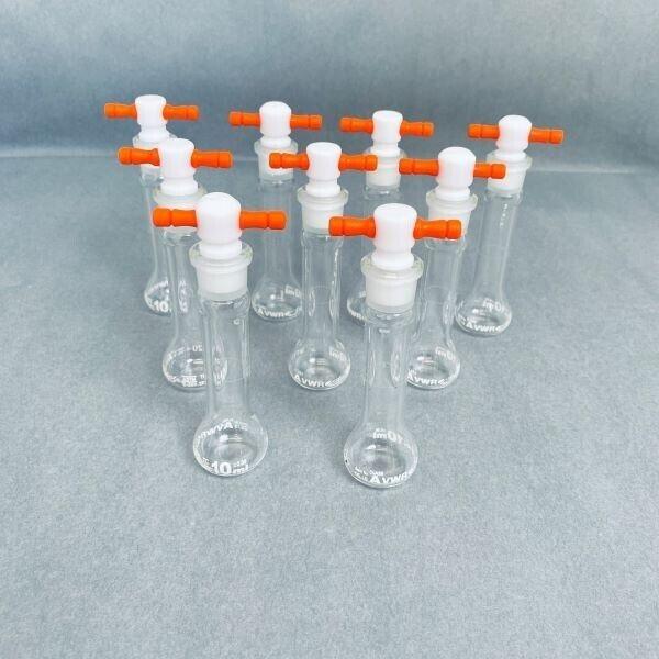 VWR Volumetric Flask 10 ml with PTFE Stopper Grade A Total of 9 Flasks