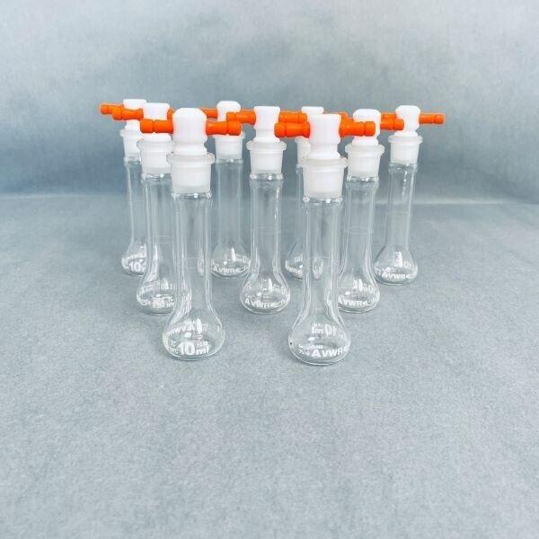 VWR Volumetric Flask 10 ml with PTFE Stopper Grade A Total of 9 Flasks