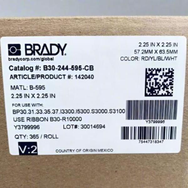 Brady Roll of 365 Labels - 2.25 x 2.25" - Indoor/Outdoor Vinyl Label