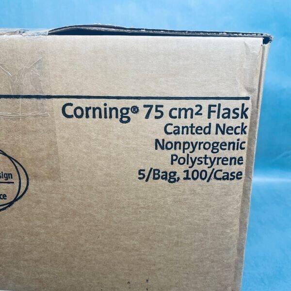 Corning Cell Culture Flask 75 cm2 Canted Neck Treated Case of 100 Flasks