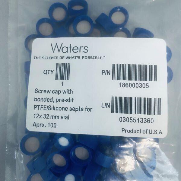 Waters Screw Cap Bonded Pre-Slit PTFE/Silicone Septa Pack of 95 Caps