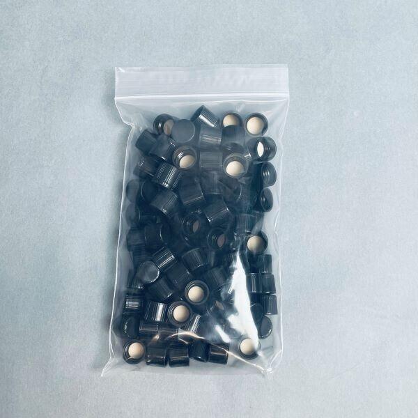 Black Screw Caps with Rubber Liner 13.5 mm ID Total of 100 Caps