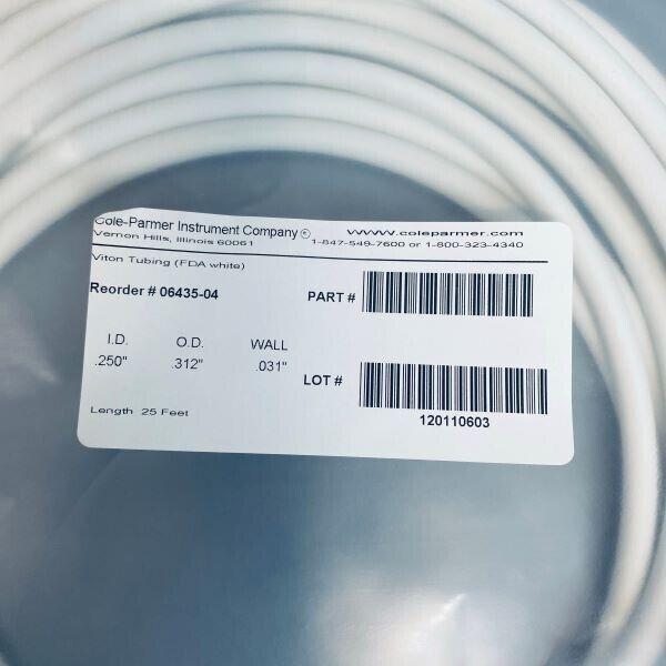 Cole-Parmer Viton Tubing FDA White 1/4 in. ID 5/16 in. OD Total of 25 ft.