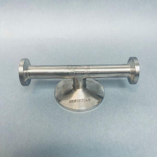 RJ Sanitary Tee 50 mm x 25 mm Mini x 25 mm Mini Tri-Clamp Fittings 316 Stainless