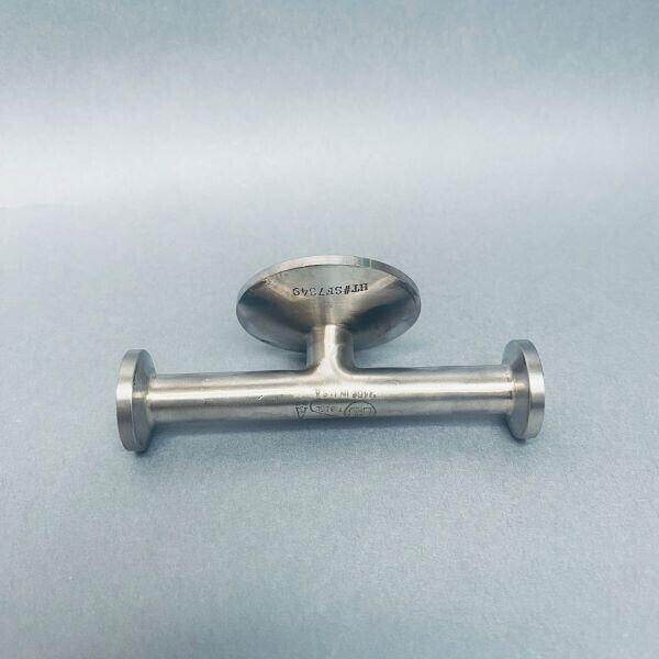 RJ Sanitary Tee 50 mm x 25 mm Mini x 25 mm Mini Tri-Clamp Fittings 316 Stainless