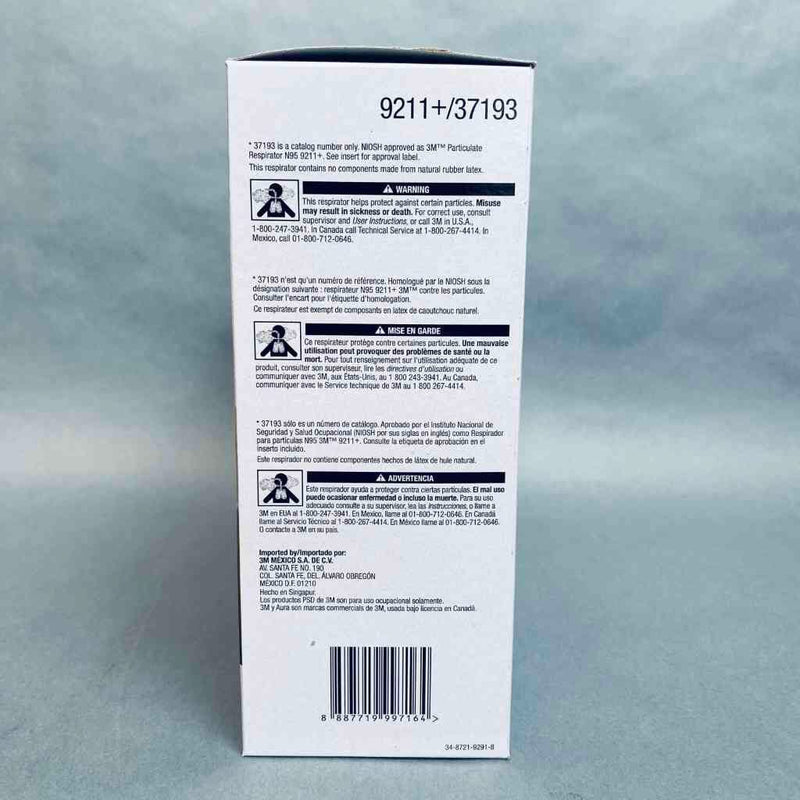 3M Aura Particulate Respirator N95 Case of 120 Masks PPE 3M