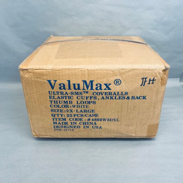 Overol ValuMax Ultra-SMS con puños elásticos y presillas para los pulgares, talla 2XL, paquete de 25