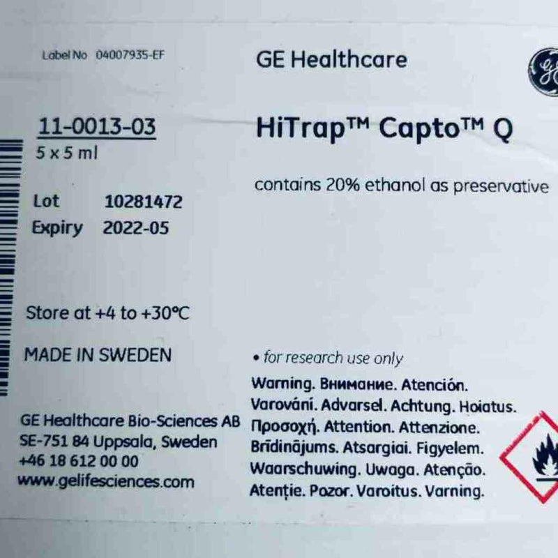 Cytiva  Prepacked Column HiTrap Capto Q 5 ml Lot of 3 Sealed Columns