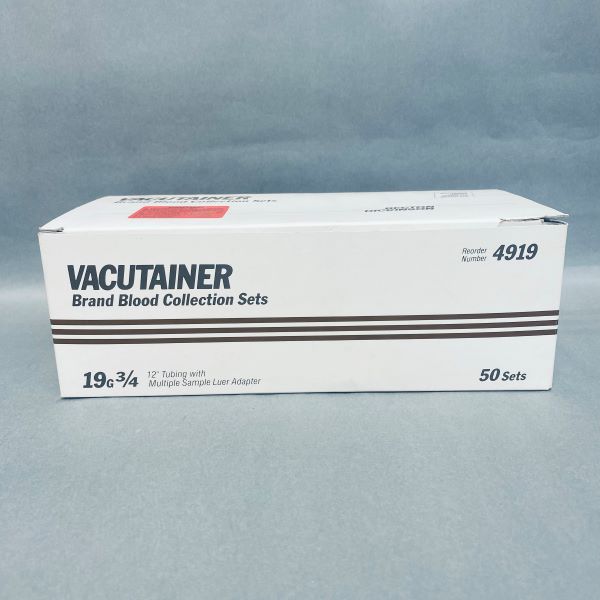 Becton Dickinson Vacutainer Blood Collection Set 19G 3/4 with 12 in. Tubing and Multiple Sample Luer Adapter Box of 50