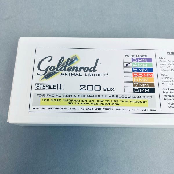 Lanceta Medipoint Goldenrod para animales de 4 mm en total 1000