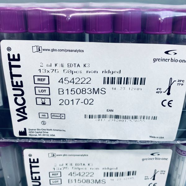 Tubo de recolección de sangre Greiner Bio-One K3EDTA Vacuette de 2 ml, 6 paquetes de 50 a 300 en total