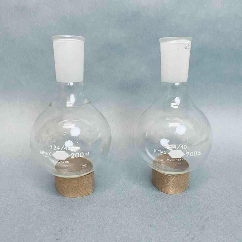 Kimble Kimax Boiling Flask 200 ml 24/40 Joint Set of 2 Flasks