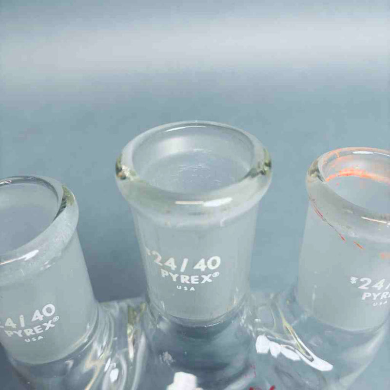 PYREX 250 ml Round Bottom Flask Vertical 3-Neck 24/40 Outer Joint - Lot of 2 Flasks