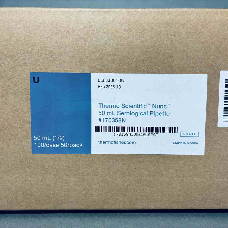 Thermo Scientific Nunc Serological Pipette 50 ml Polystyrene Case of 100 Pipets