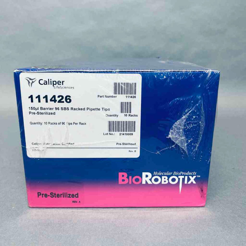 Caliper Life Sciences Pre-Sterilized Pipette Tips 150 ul Barrier SBS 10 Racks of 96 Tips Each