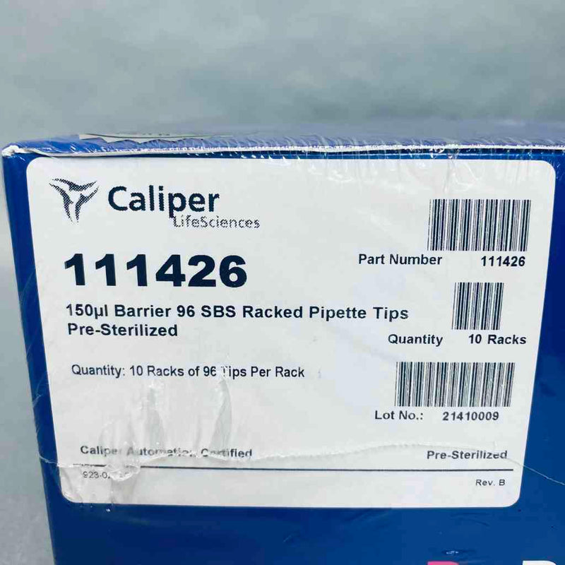 Caliper Life Sciences Pre-Sterilized Pipette Tips 150 ul Barrier SBS 10 Racks of 96 Tips Each