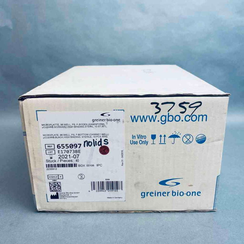 Greiner Bio-One Culture Microplate 96 Well Flat Bottom Sealed Case of 40 Plates