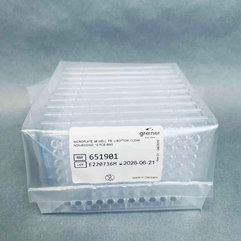 Microplaca Greiner Bio-One de 96 pocillos con fondo en V y 20 placas 651901