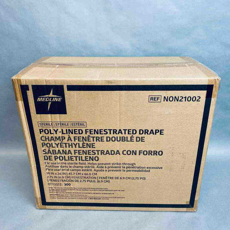 Medline Poly-Lined Fenestrated Drape Sterile 18 x 26 in. Case of 300 Drapes