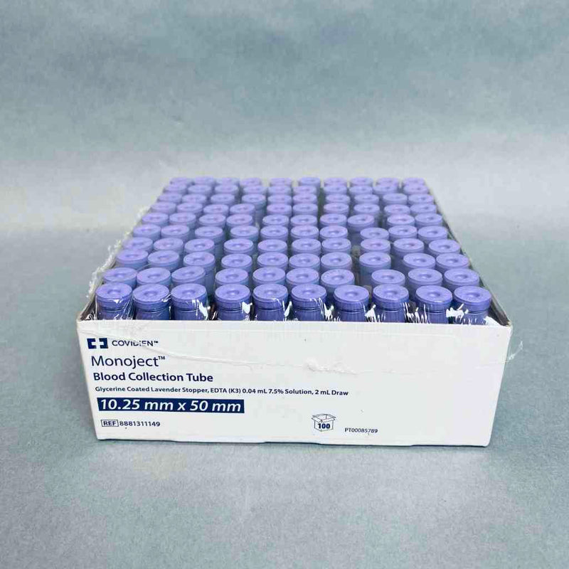 Covidien Monoject Blood Collection Tube 2 ml 10.25 mm x 50 mm 5 Packs of 100 Tubes Each