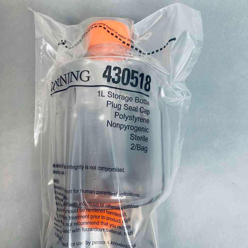 Corning Easy Grip Storage Bottle 1 L Polystyrene Plug Seal Cap Case of 24 Bottles