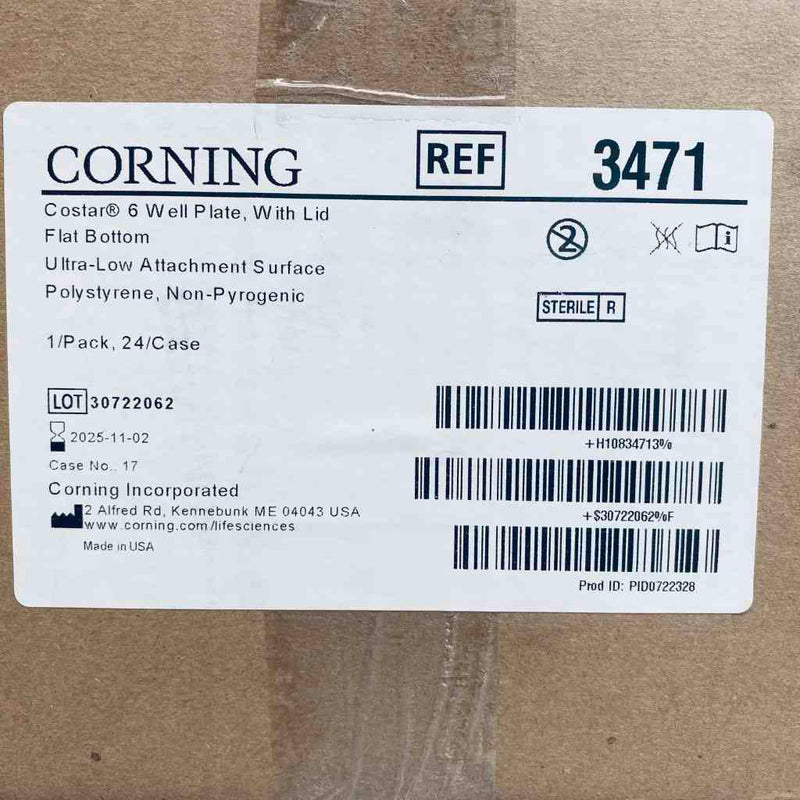 Corning 3471 Costar Microplate 6 Well Ultra-Low Attachment Surface 16.8 ml Polystyrene Case of 24 Plates
