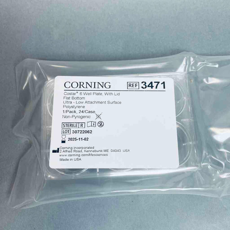 Corning 3471 Costar Microplate 6 Well Ultra-Low Attachment Surface 16.8 ml Polystyrene Case of 24 Plates