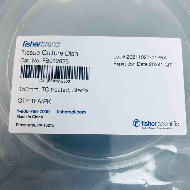 Fisher Scientific Petri Dish Surface Treated 143 cm2 Culture Area Polystyrene Case of 120 Dishes